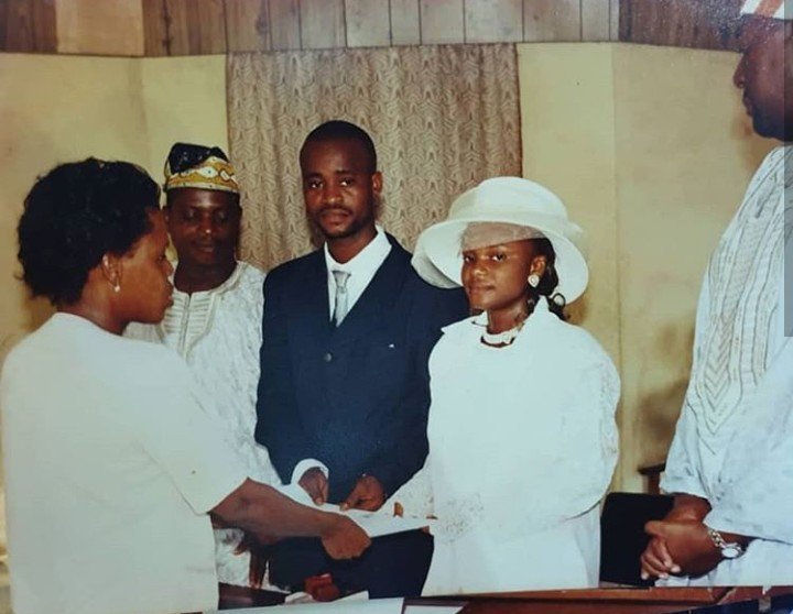 Iyabo Ojo and her ex-husband Ademidun Ojo on their wedding day in 1999.