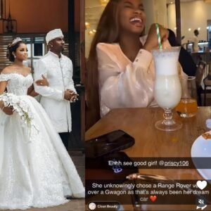I’ll Pick A Velar Over A G-Wagon, It’s Too Loud — Priscilla Ojo Says Following Her Husband’s Wedding Car Gift (Video)