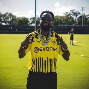 Patoranking Spotted Hanging Out With Dortmund Players in Germany