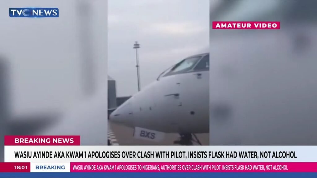 Wasiu Ayinde AKA KWAM 1 Apologises Clash With Pilot, Insists Flask Had Water, Not Alcohol