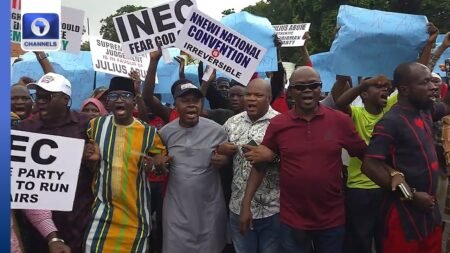 Bye-Elections: Abure-Led LP Group Protests At INEC HQ Over Omission Of Candidates