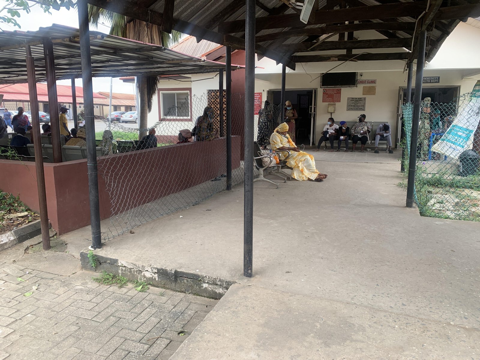 Patients waiting to be called to see the doctors sit at the Chest Clinic area of the Alimosho General Hospital, Lagos