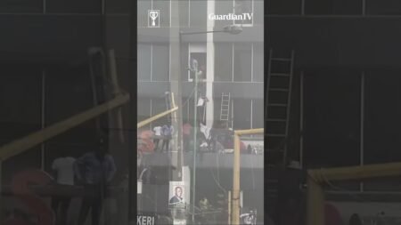 Moment man jumped from a six storey UBA building during a fire outbreak in Lagos