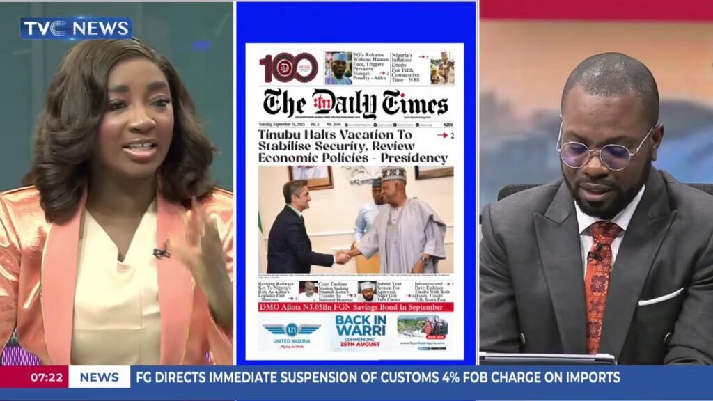 TVC Newspaper Review: Presidency, APC Slam Atiku Over Hunger, Hardship Alarm