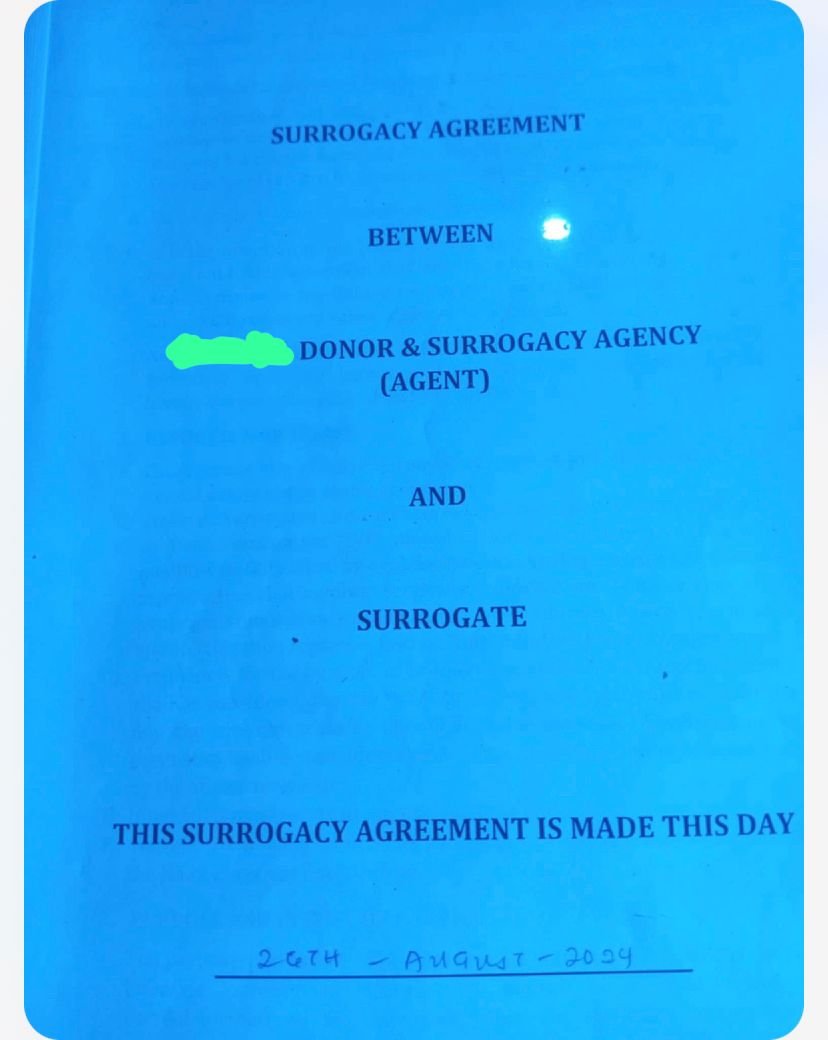 Ms Afolabi’s surrogacy contract. Sensitive information has been blurred for the confidentiality of the parties involved. Photo source: Temitope Afolabi.