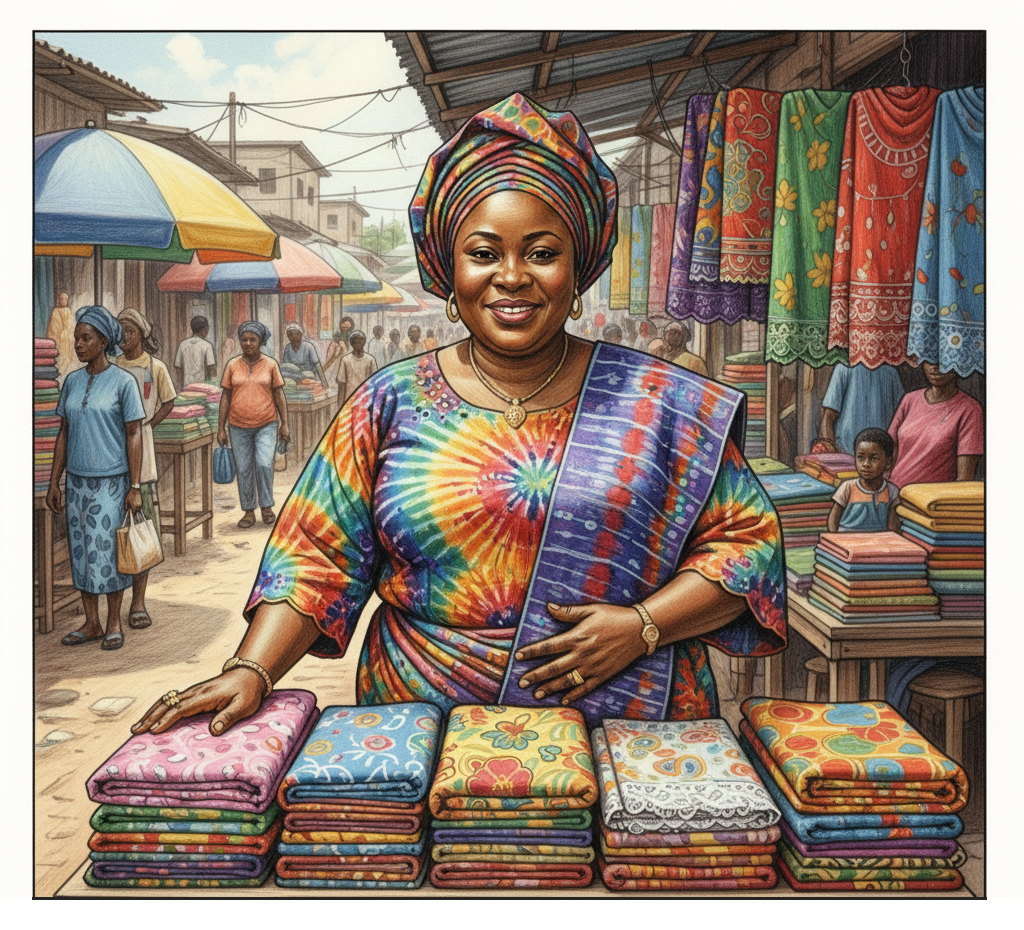 Temitope Oba, a fabric vendor