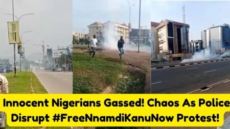 How Police Shot Teargas At Innocent Nigerians During #FreeNnamdiKanuNow Protest In Abuja