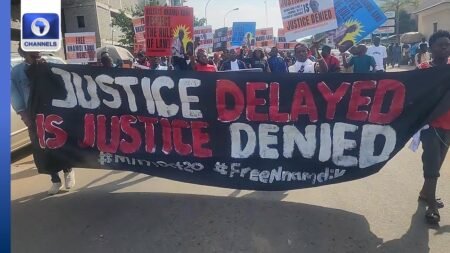 #FreeNnamdiKanuNow Protest: Protesters Defy Security Warning