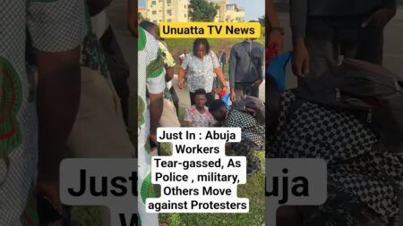 Just In : Abuja Workers inhales Teargas,  As Police , military, Others Move against Protesters #news