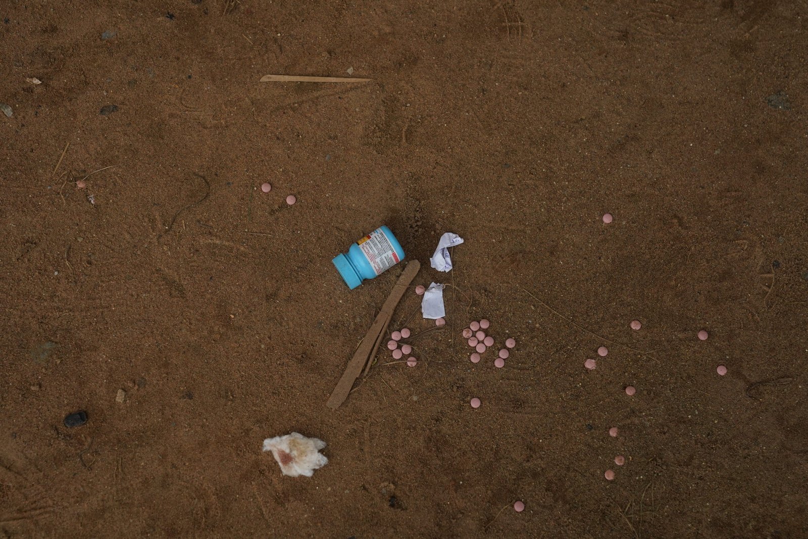 Childrens antiretroviral therapy (ART) medication is seen on the floor at the Lugbe Primary Health Care Centre in Abuja, Nigeria. July 29, 2025. Photograph: Marvellous Durowaiye /CCIJ
