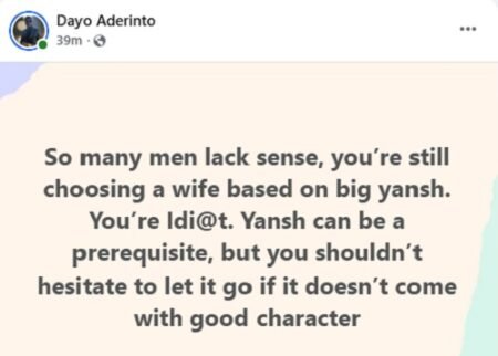 You’re An Idi@t If You Choose a Woman Solely Based On Big Yansh – Nigerian Man