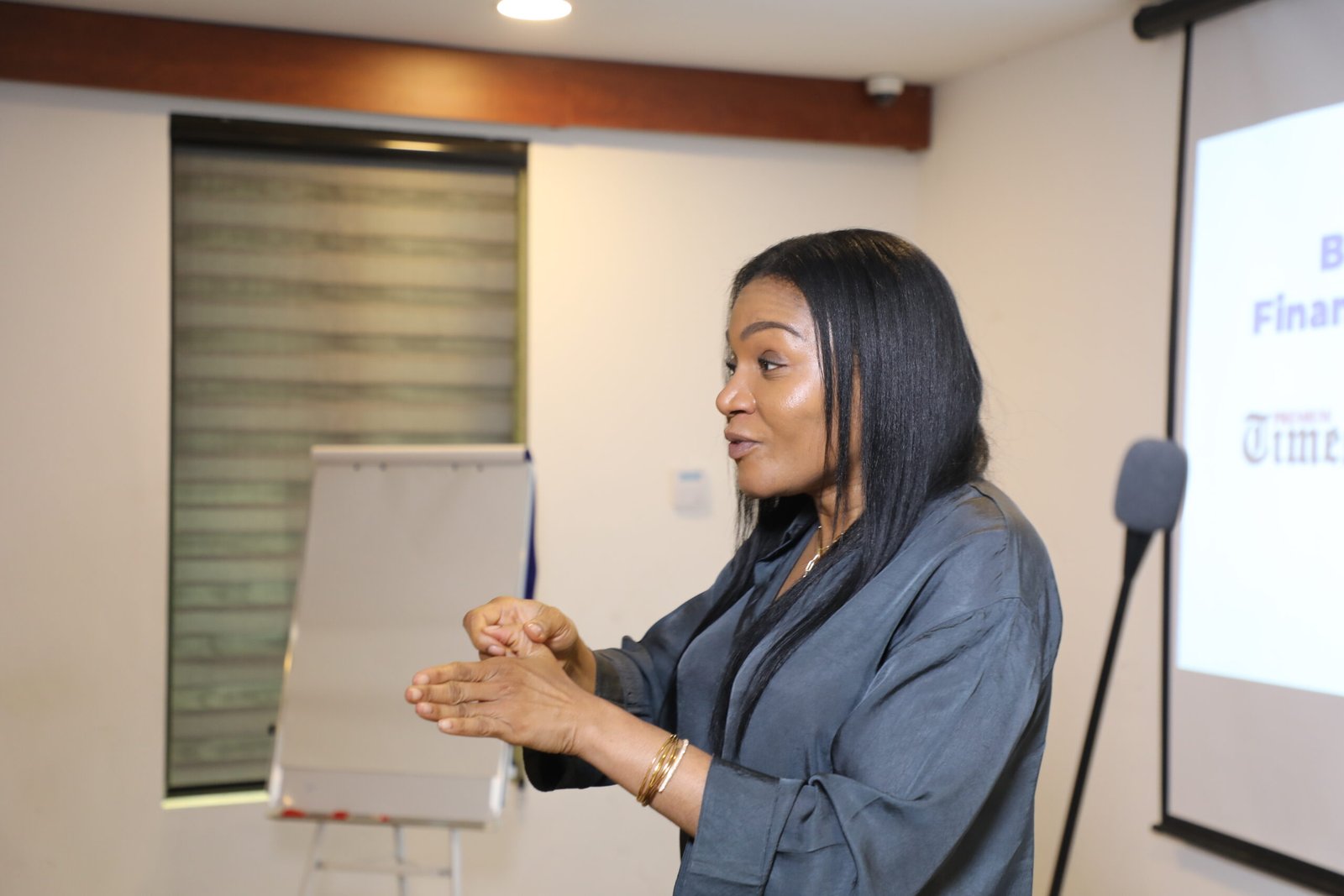 The founder of The Africa Soft Power Group, Nkiru Balonwu, focused on framing and tone in reporting [PHOTO CREDIT: PREMIUM TIMES]