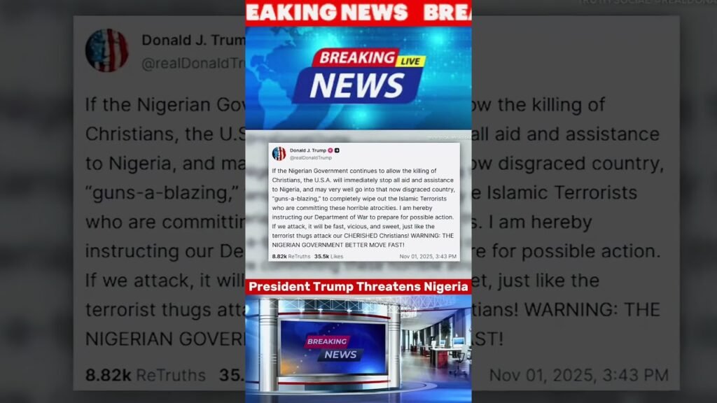 President trump threatens nigeria #breakingnews2025 #donaldtrump #nigeria