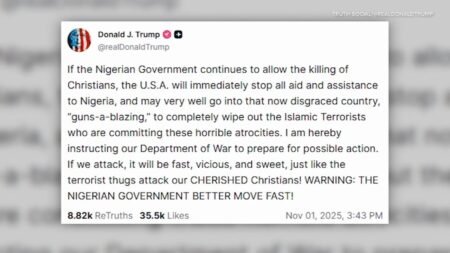 Trump threatens US military action in Nigeria over claims of ‘killing of Christians’