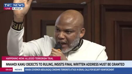 Moment Justice Omotosho Ordered Nnamdi Kanu To Be Taken Out Of Court