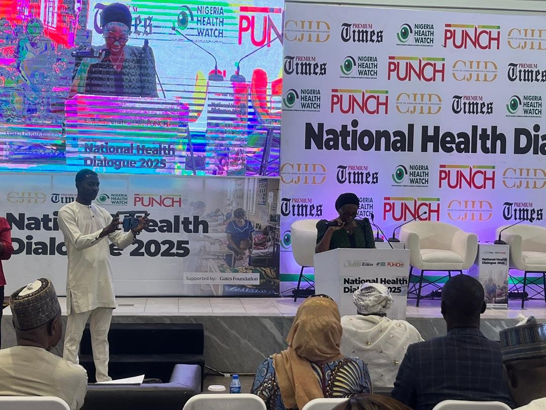Fatima Abubakar-Alkali, Senior Communications officer, Gates Foundation delivering her goodwill message during the ongoing National Health Dialogue