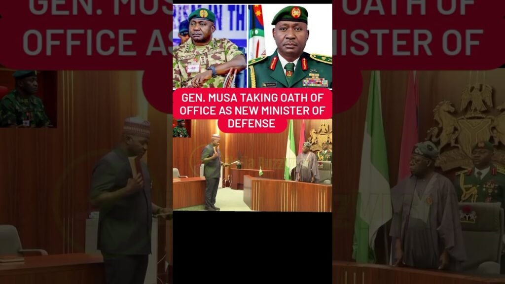 New Minister of Defense Taking Oath of Office before President Tinubu.