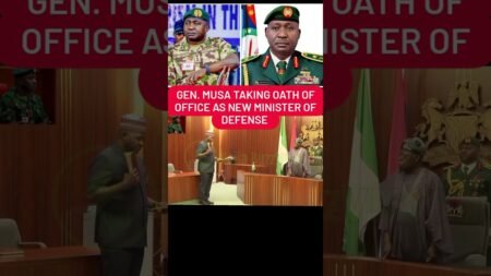 New Minister of Defense Taking Oath of Office before President Tinubu.