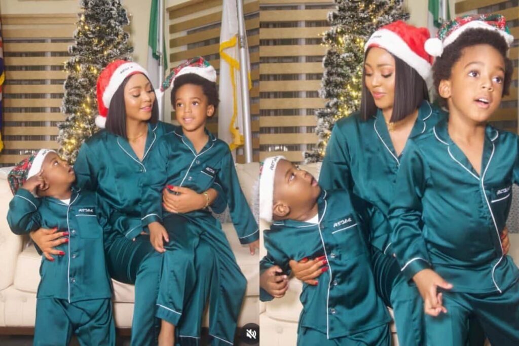 Nollywood Actress, Regina Daniels Shares Christmas Photos With Her Kids Amid Custody Battle With Ned Nwoko