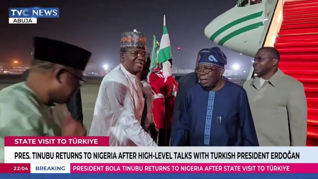 Pres. Tinubu Return To Nigeria After High-Level Talks With Turkish President Erdogan