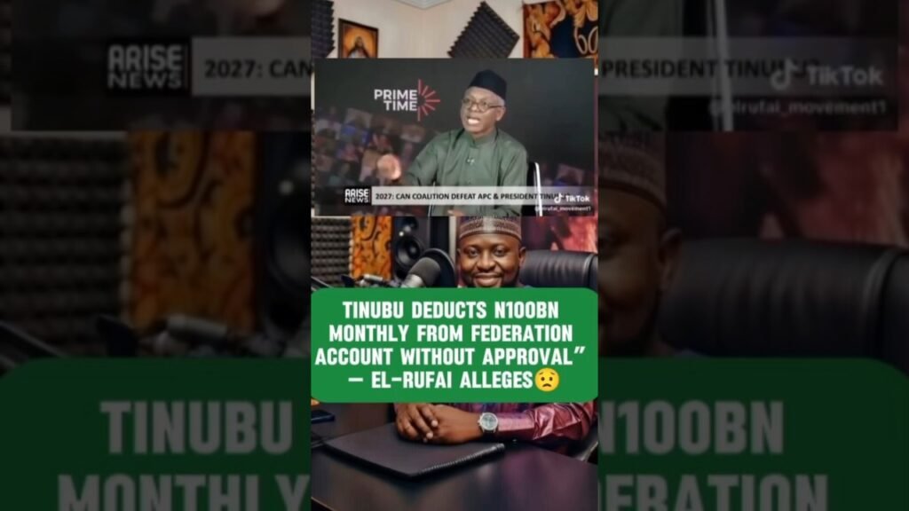 Tinubu Deducts N100bn Monthly From Federation Account Without Approval. El-Rufai Alleges, #Nigeria Tinubu Deducts N100bn Monthly From Federation Account Without Approval. El-Rufai Alleges, #Nigeria