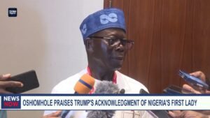 Adams Oshiomhole praising U.S. President Donald Trump’s acknowledgment of Nigeria’s First Lady Adams Oshiomhole praising U.S. President Donald Trump’s acknowledgment of Nigeria’s First Lady