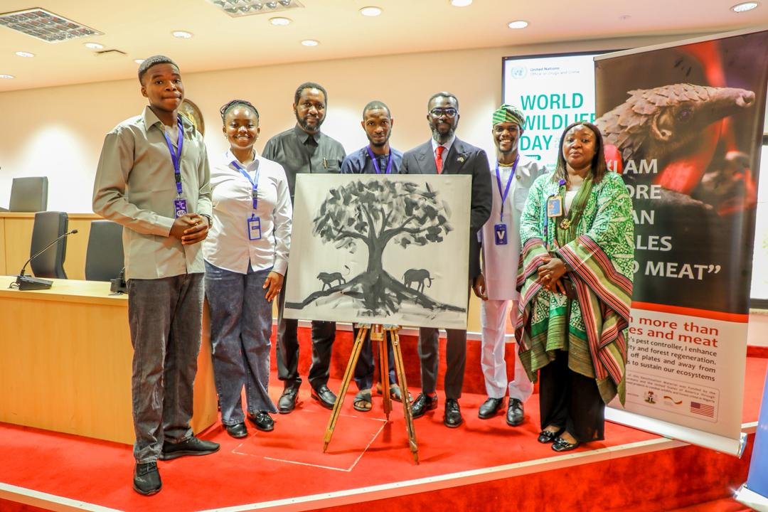 Artwork reflecting themes of wildlife conservation and environmental protection by one of the #BeWildForNature Youth Network