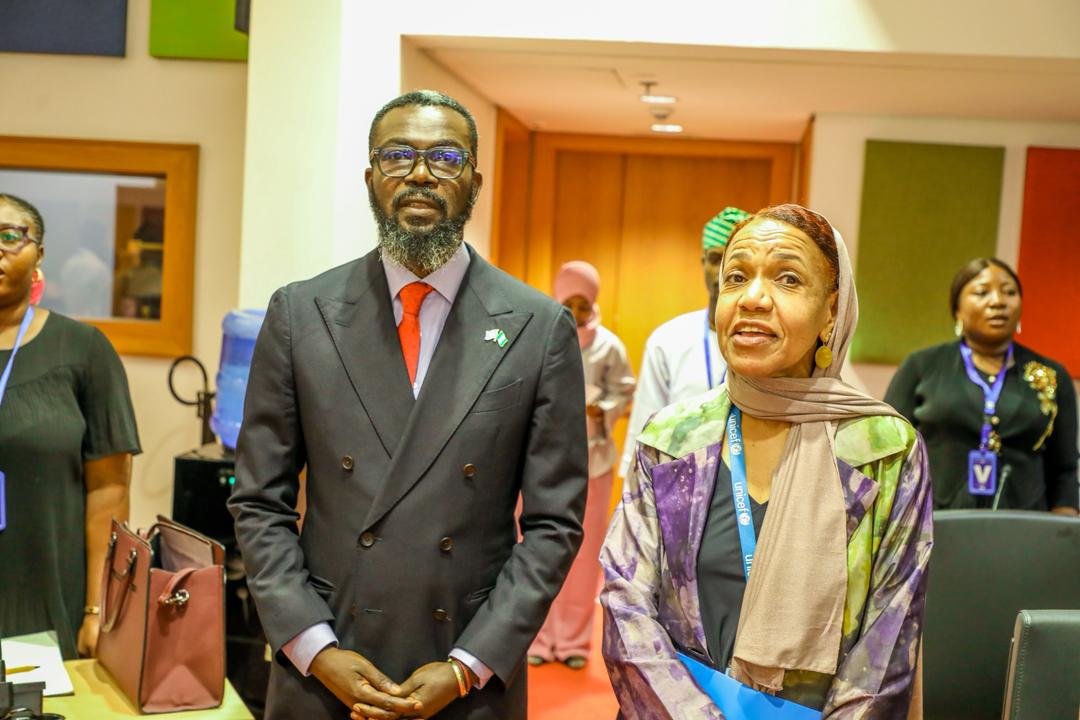 The UNODC Country Representative in Nigeria, Cheikh Toure and representative of UNICEF, Wafaa Abdelatef.