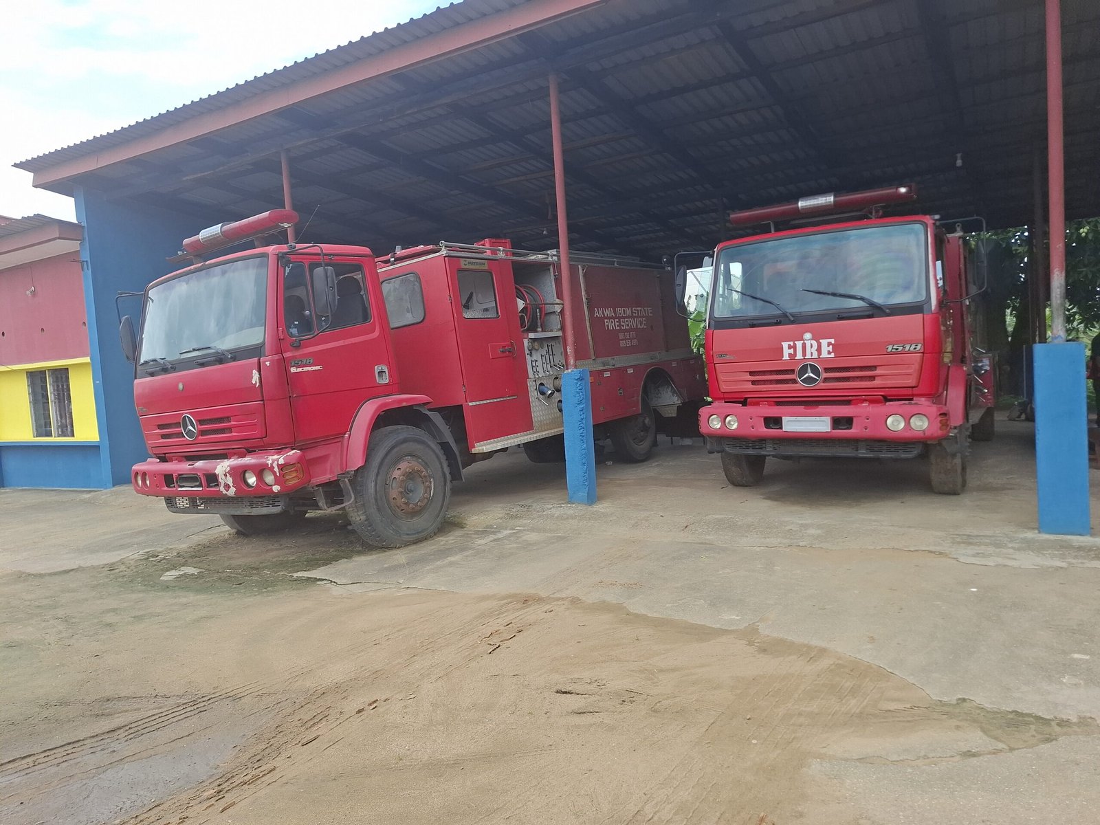 The two functional trucks at the Fire Service headquarters in Uyo