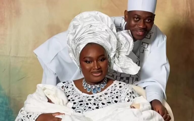Lateef Adedimeji, Mo Bimpe hold naming ceremony for identical triplet sons (PHOTOS)