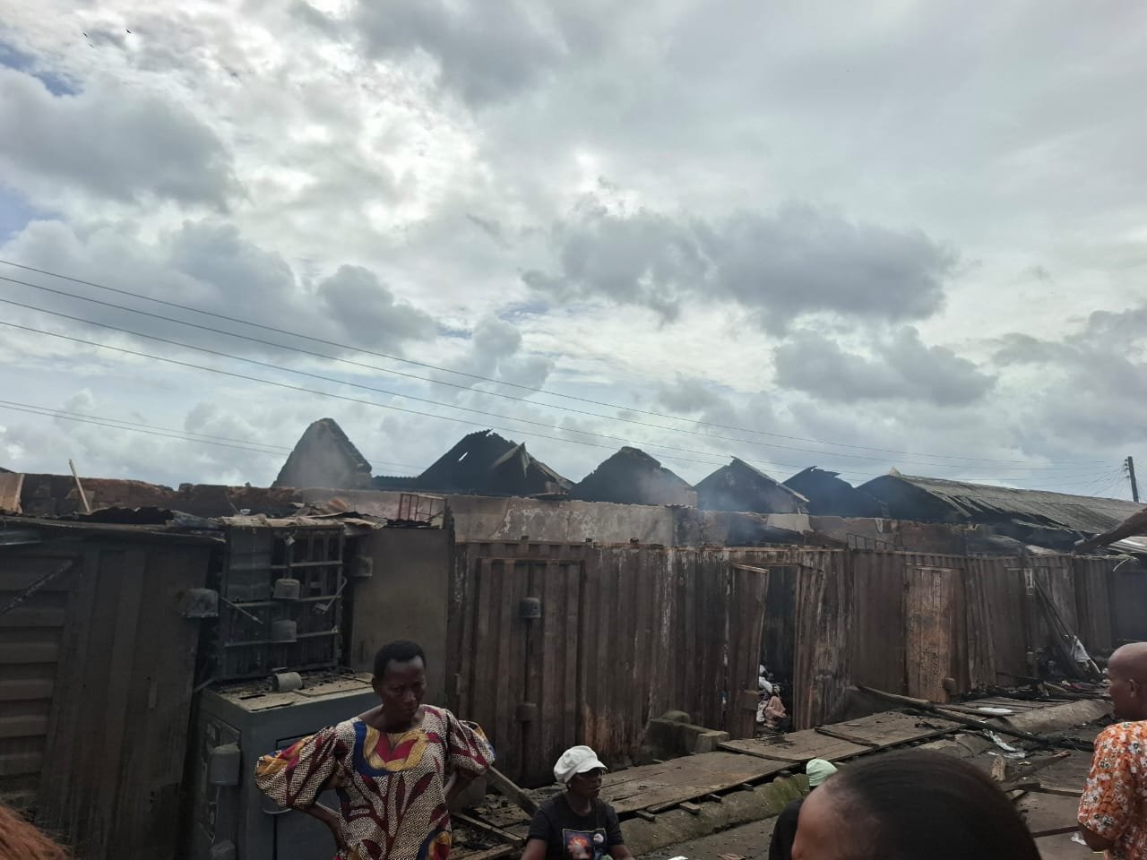 Smoke still rising from the shops when PREMIUM TIMES visited