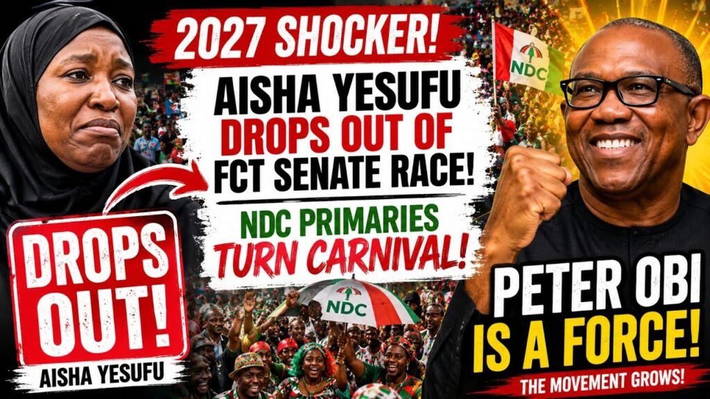 BREAKING: Aisha Yesufu Pulls Out! NDC Primaries Turn Carnival — Peter Obi’s Influence TERRIFIES APC BREAKING: Aisha Yesufu Pulls Out! NDC Primaries Turn Carnival — Peter Obi’s Influence TERRIFIES APC
