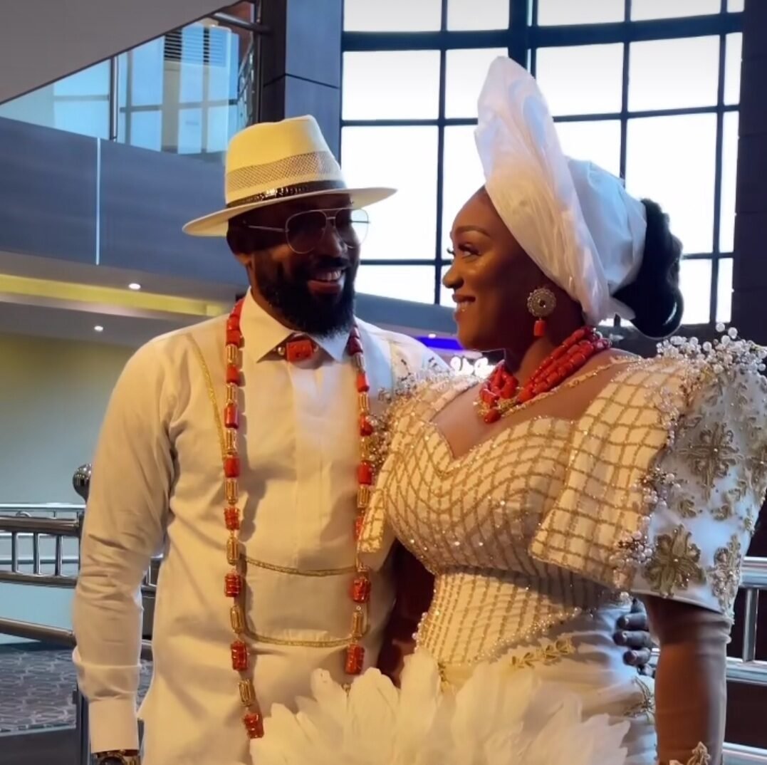 Frederick Leonard and Peggy Ovire during their wedding