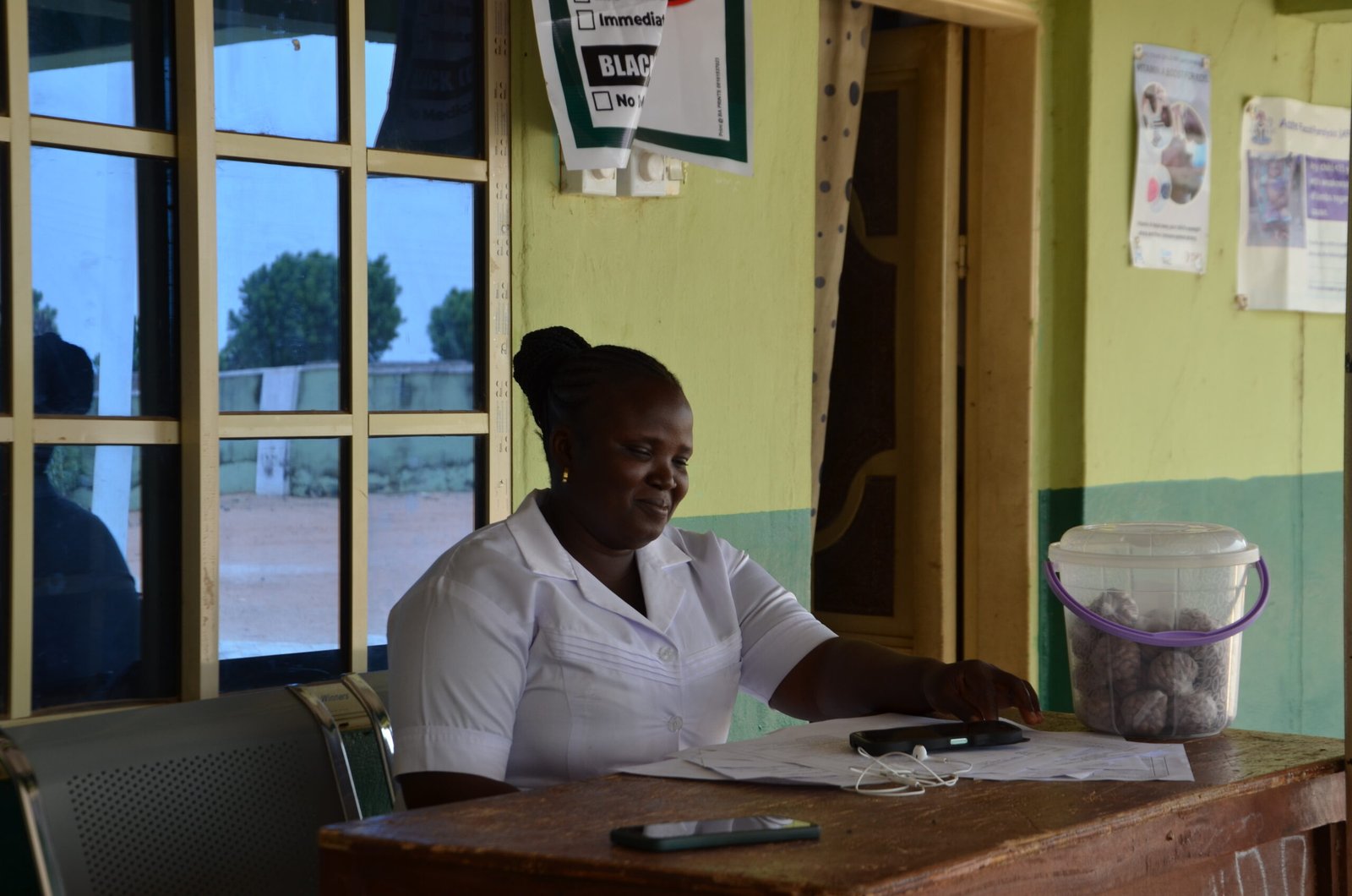 Godiya Elizabeth, one of the three permanent staff on duty at Damare PHC