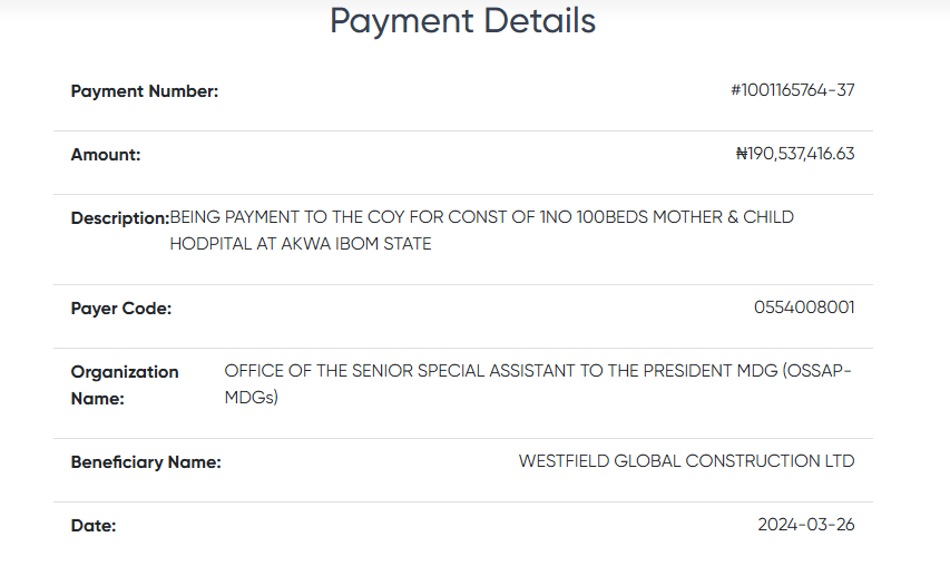 Payment for construction