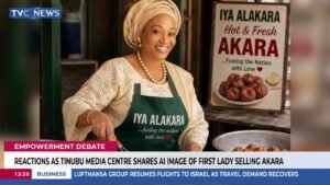 Reactions As Tinubu Media Centre Shares AI Image Of First Lady Selling Akara Reactions As Tinubu Media Centre Shares AI Image Of First Lady Selling Akara
