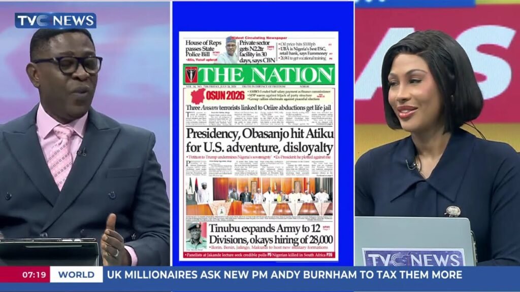 TVC Newspaper Review: Presidency, Obasanjo Hit Atiku Over Petition To Trump TVC Newspaper Review: Presidency, Obasanjo Hit Atiku Over Petition To Trump