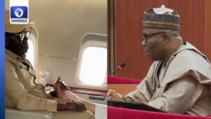Moment Oshiomole, Akpabio Banter Over Alleged Foot Massage On Private Jet Moment Oshiomole, Akpabio Banter Over Alleged Foot Massage On Private Jet