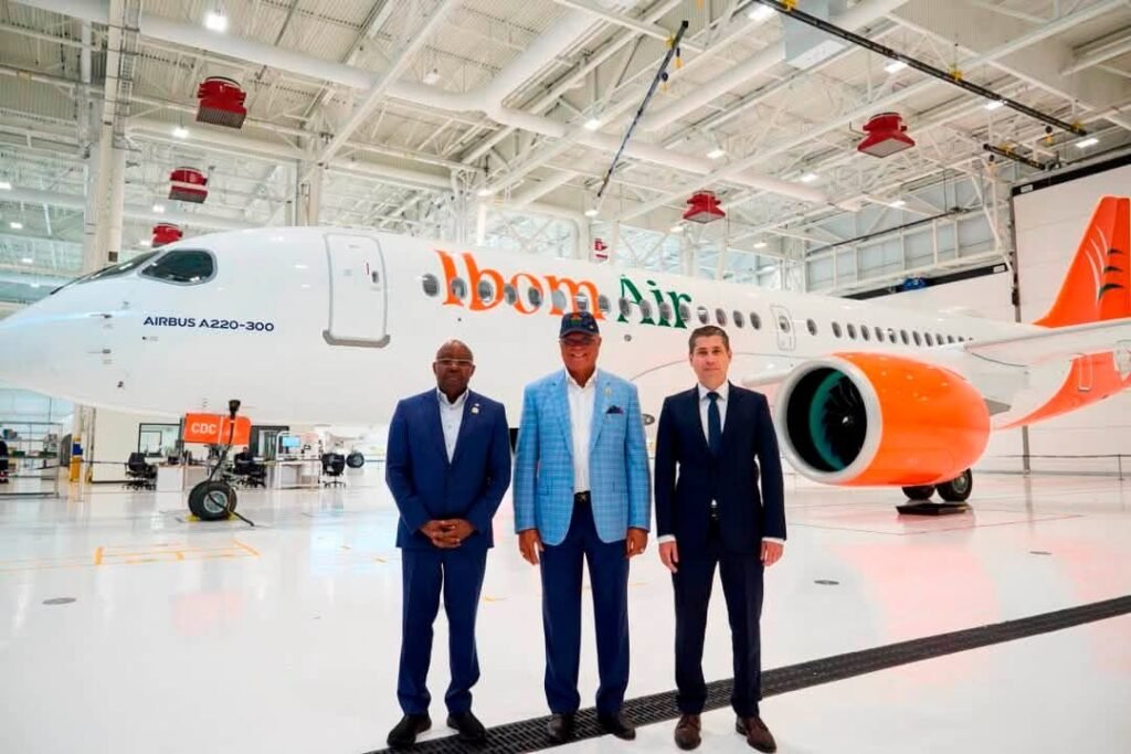 Eno leads pre-delivery inspection of Ibom Air’s third Airbus A220-300 aircraft in Canada Eno leads pre-delivery inspection of Ibom Air’s third Airbus A220-300 aircraft in Canada