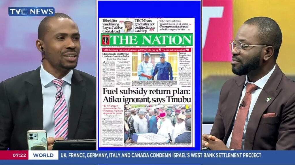 TVC Newspaper Review: Fuel Subsidy Return Plan: Atiku Ignorant, Says Tinubu TVC Newspaper Review: Fuel Subsidy Return Plan: Atiku Ignorant, Says Tinubu