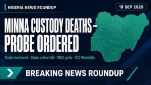 Nigeria News Today 19 Sep 2026: Minna Custody Deaths, Ondo Methanol, ICC Mambilla Win Nigeria News Today 19 Sep 2026: Minna Custody Deaths, Ondo Methanol, ICC Mambilla Win