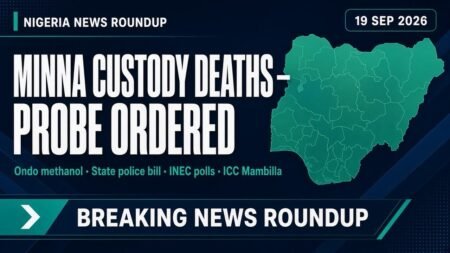 Nigeria News Today 19 Sep 2026: Minna Custody Deaths, Ondo Methanol, ICC Mambilla Win Nigeria News Today 19 Sep 2026: Minna Custody Deaths, Ondo Methanol, ICC Mambilla Win