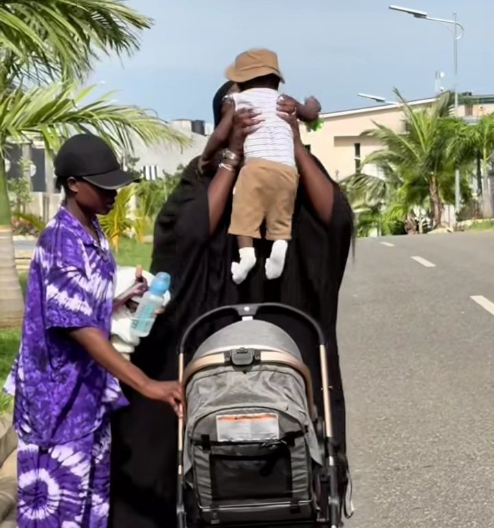 Natasha Osawaru with her baby and nanny (PHOTO CREDIT_Instagram@honourableosawaru)
